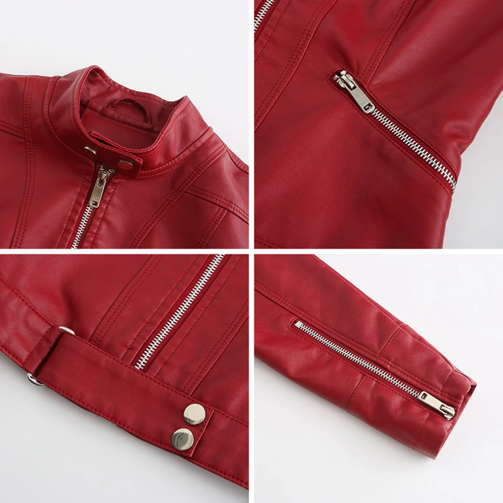 Elysia - Trendy Short Leather Jacket