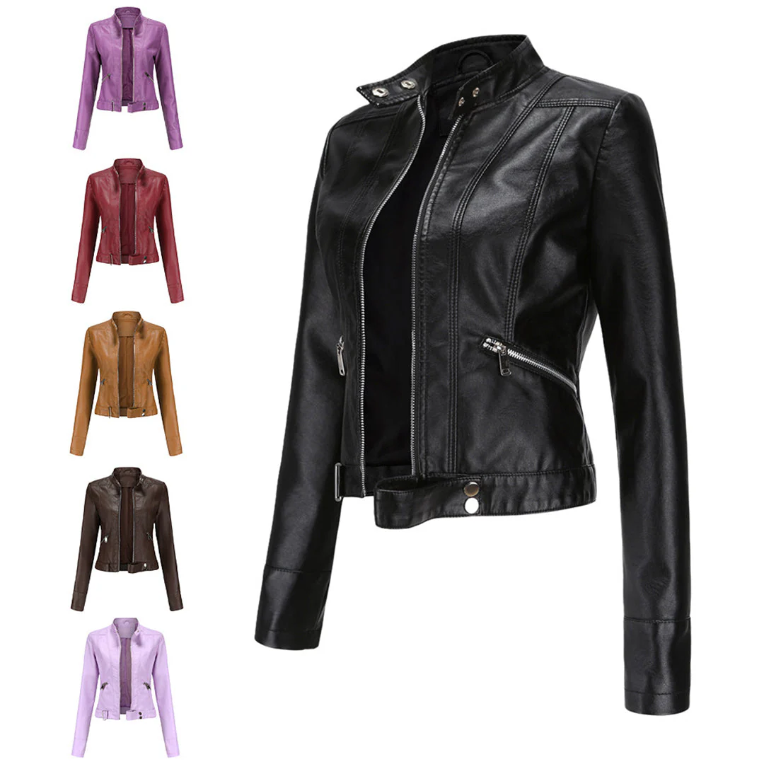 Elysia - Trendy Short Leather Jacket