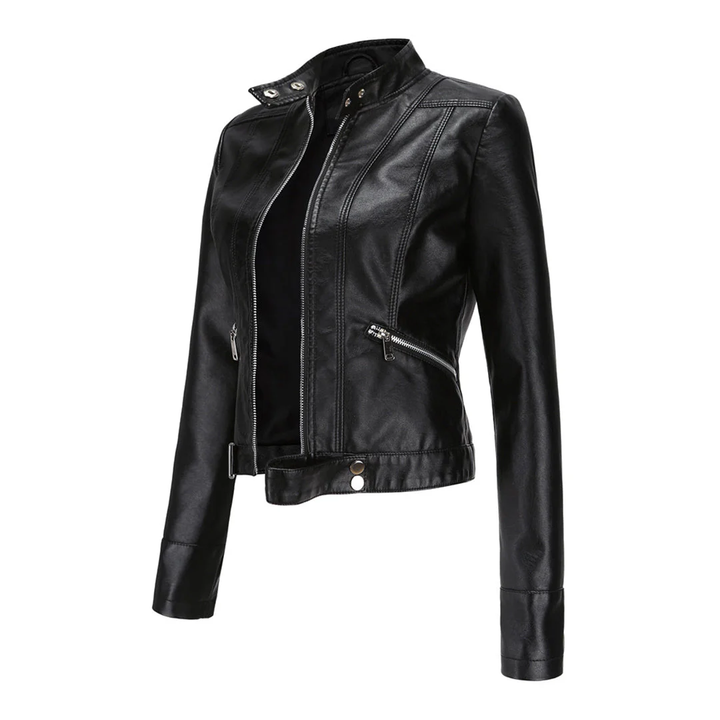 Elysia - Trendy Short Leather Jacket