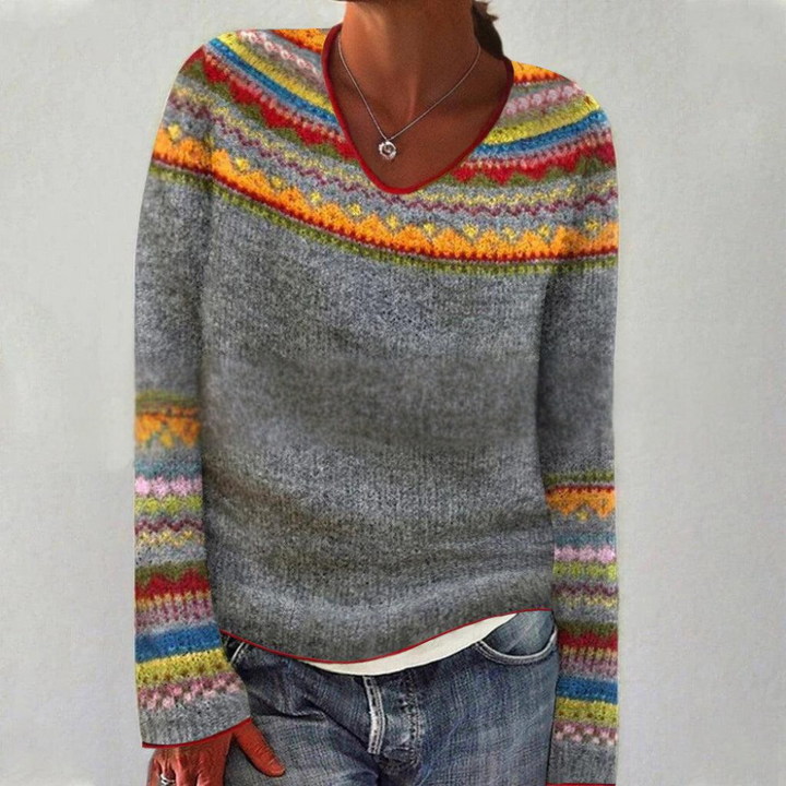 SARAH - Herbstlicher Pullover mit V-Ausschnitt