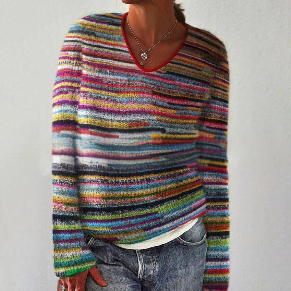 SARAH - Herbstlicher Pullover mit V-Ausschnitt