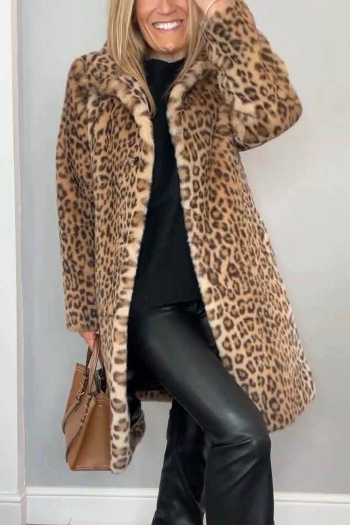 KENDRA - Schicker Leopard-Print Wintermantel