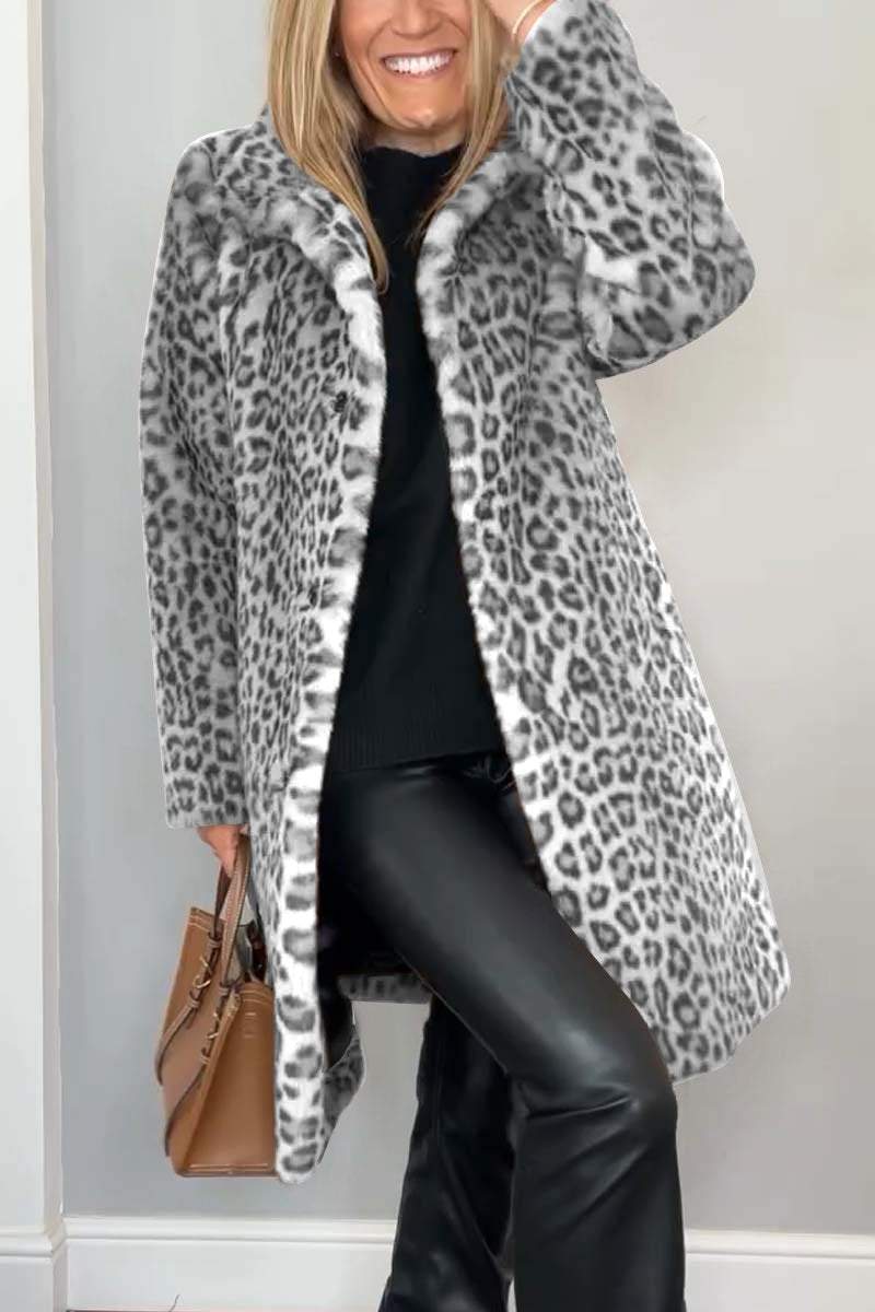 KENDRA - Schicker Leopard-Print Wintermantel