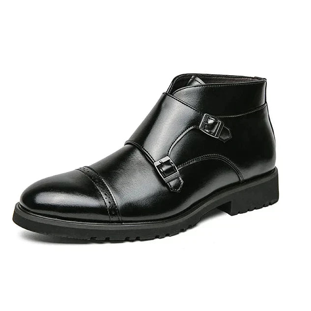 Darell - Leder-Doppelmonk-Stiefel mit Riemen