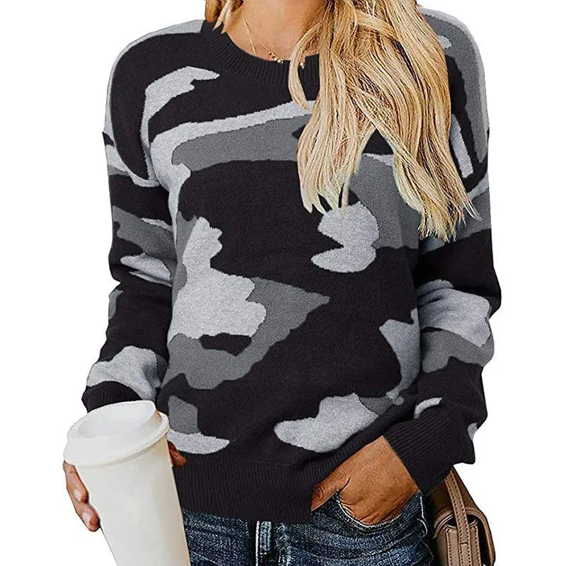 Marie - Pullover Camouflage Leopard aus Strick