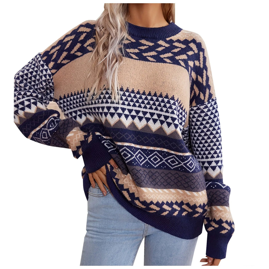 Johanna - Retro Strickpullover Kontrast