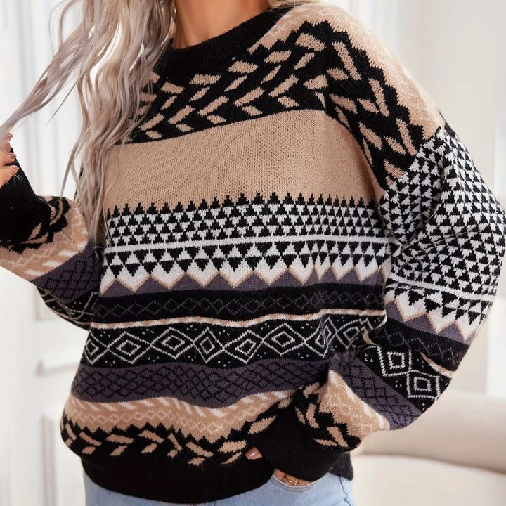 Johanna - Retro Strickpullover Kontrast