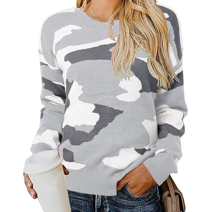 Marie - Pullover Camouflage Leopard aus Strick