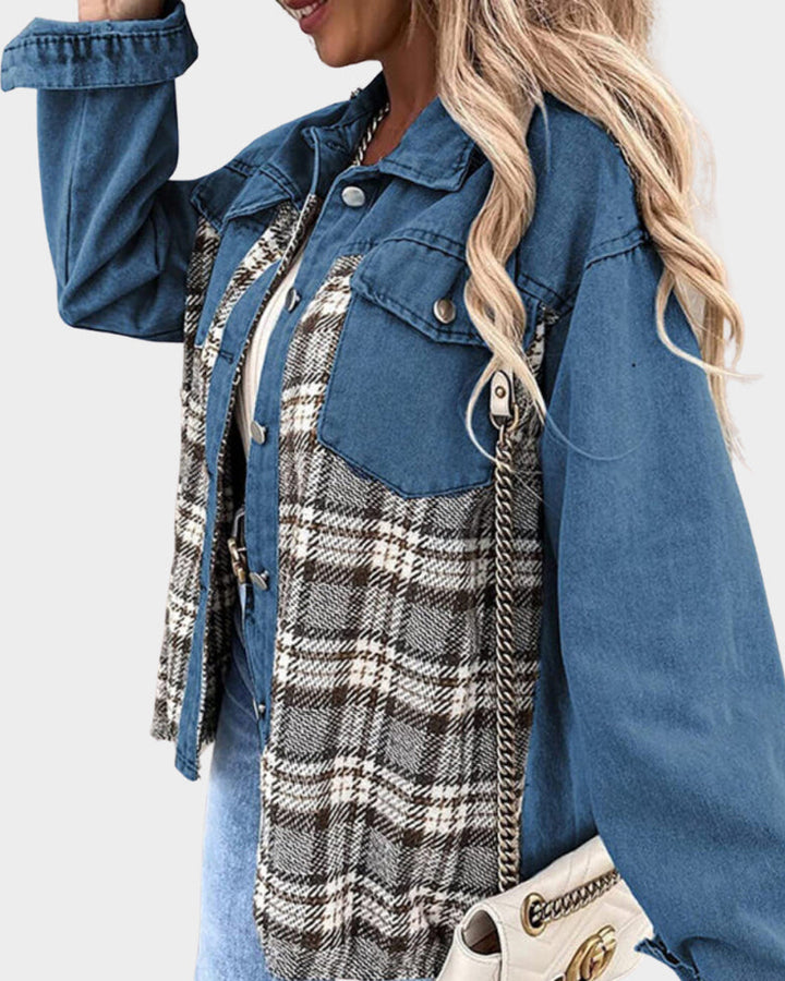 Ava – Plaid-Design Denimjacke