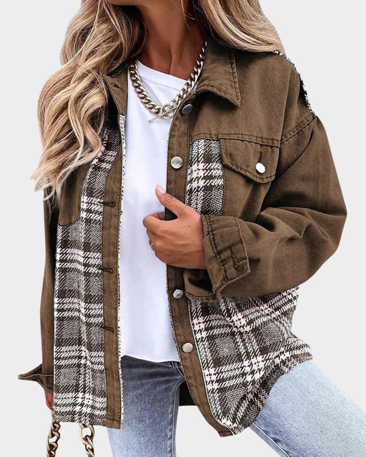 Ava – Plaid-Design Denimjacke