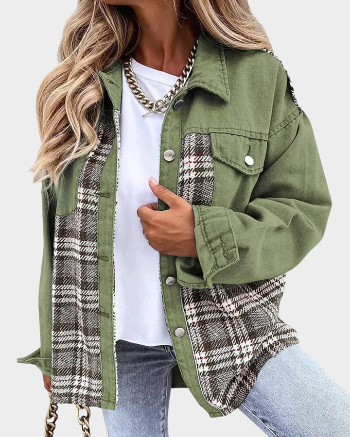 Ava – Plaid-Design Denimjacke