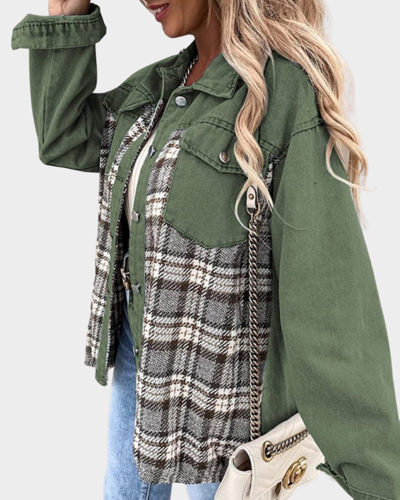 Ava – Plaid-Design Denimjacke